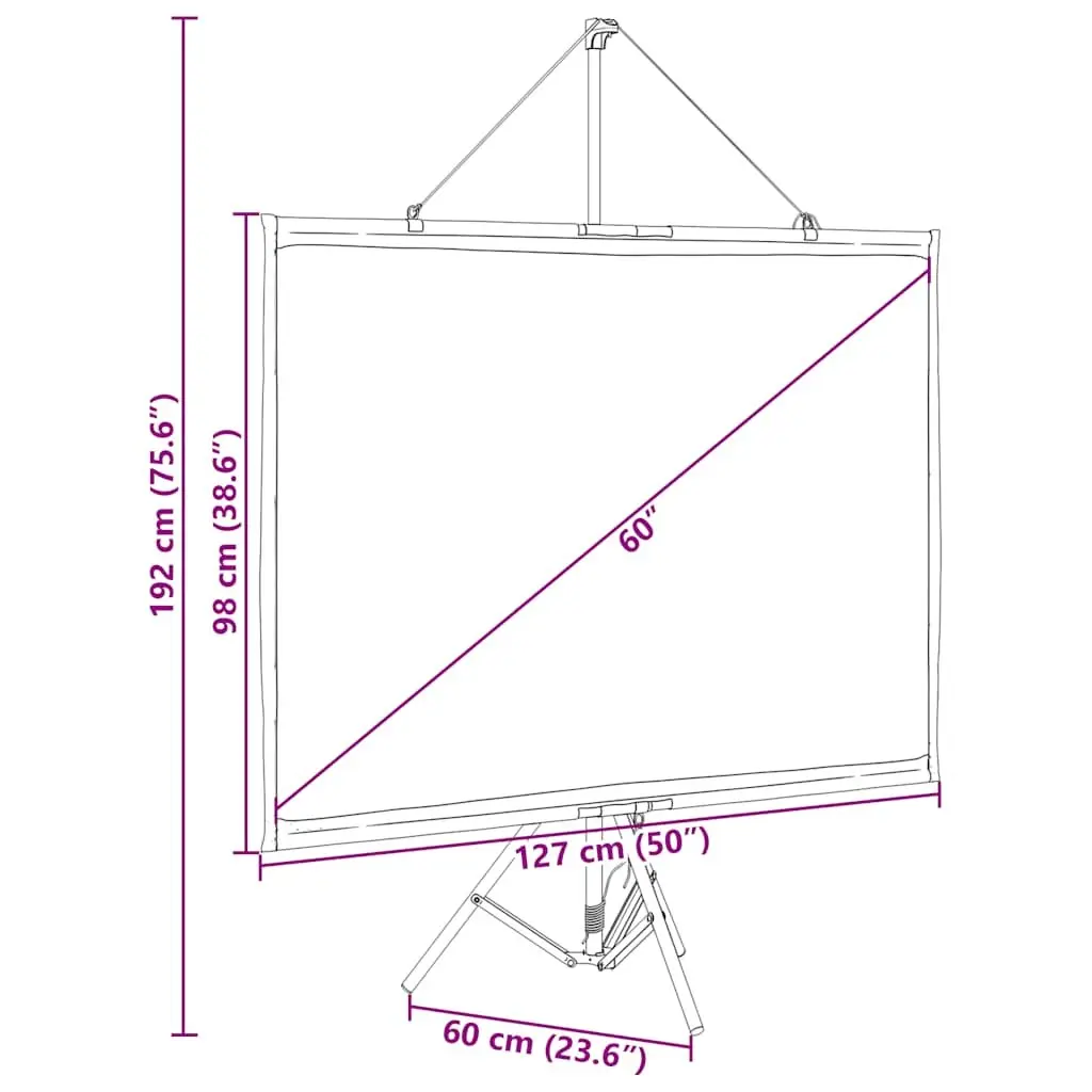 Projection Screen White 60 Inch Matte Portable Tripod Manual