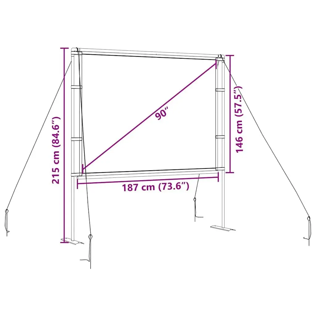 Projection Screen 90 Inch 4:3 Portable Stand Display Home Theater Office