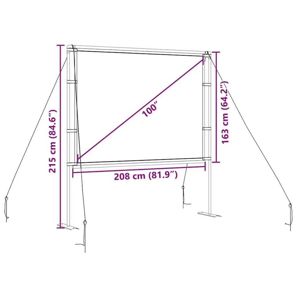 Projection Screen 100 Inch 4:3 Portable Freestanding Display with Double Stands
