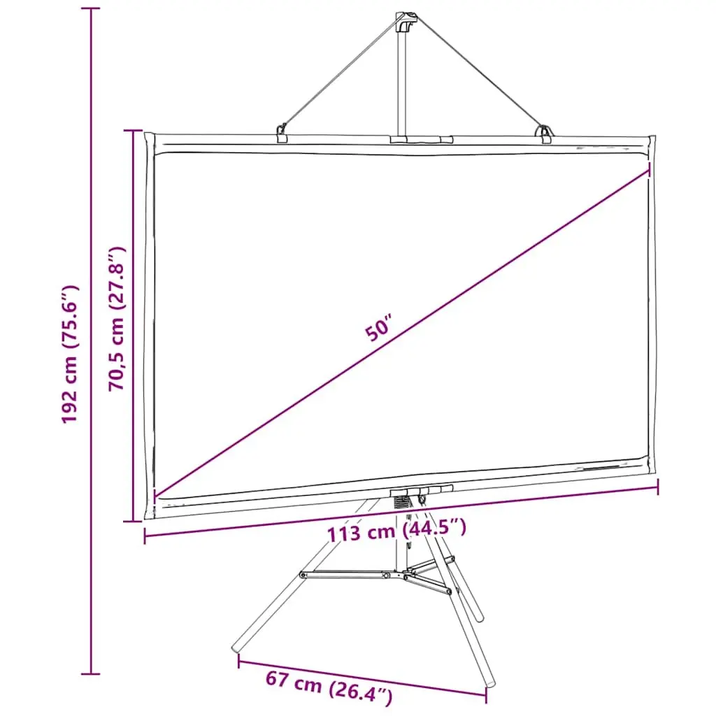 Projection Screen 50 Inch 16:9 Tripod Stand Portable Home Theater Office