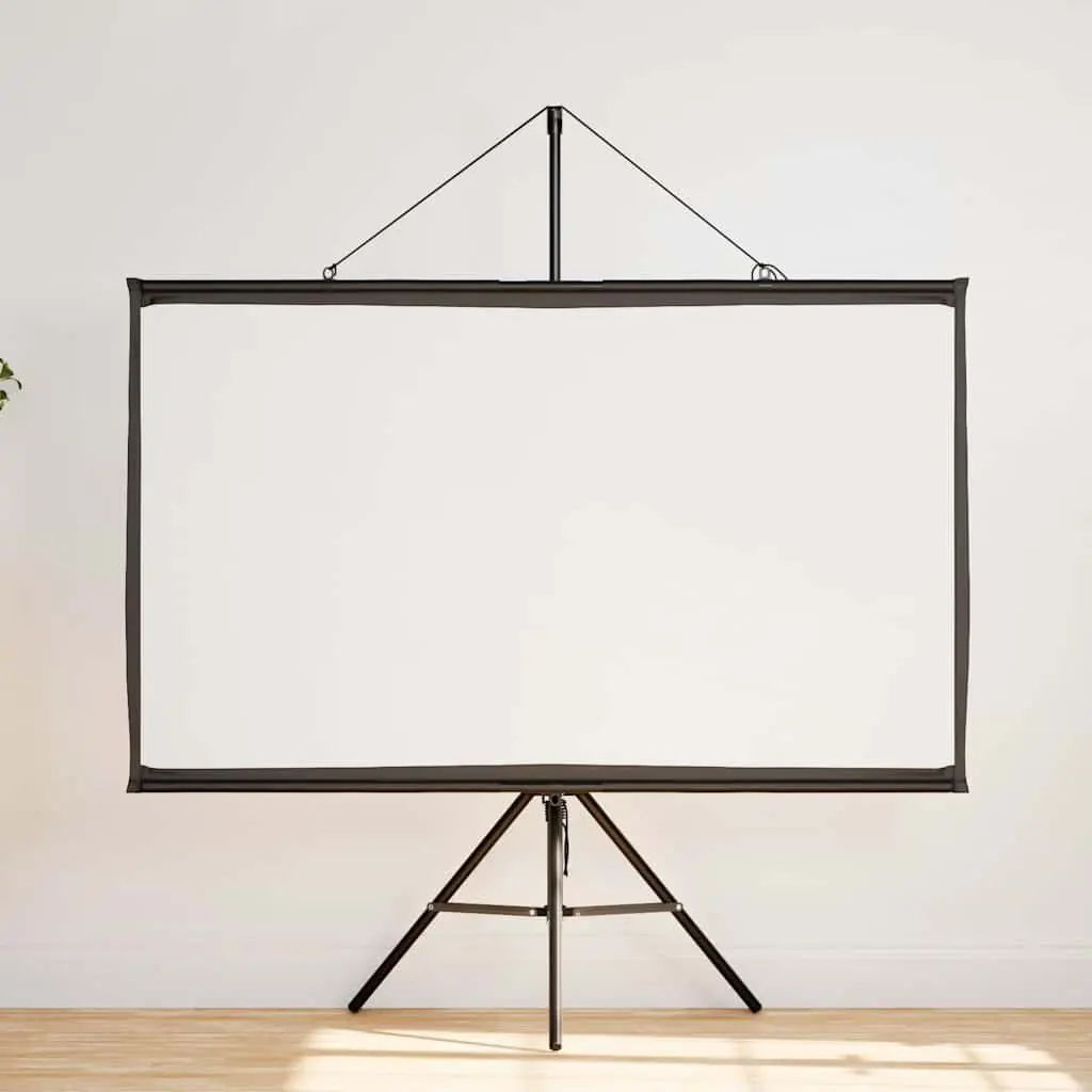Projection Screen 60 Inch White Tripod Stand Portable Matte Surface Home Theater