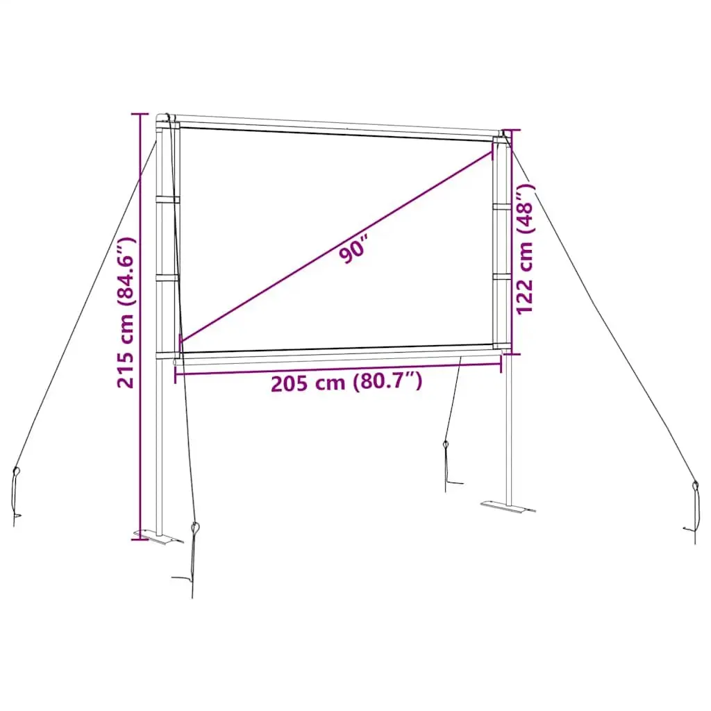 90 Inch White Portable Projection Screen Manual Display with Double Stands for Home Theater