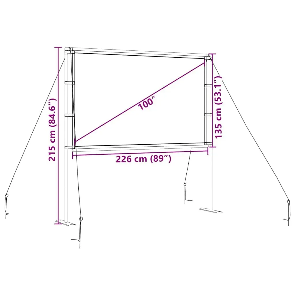 Projection Screen 100 Inch 16:9 Portable Matte with Double Stands Home Theater