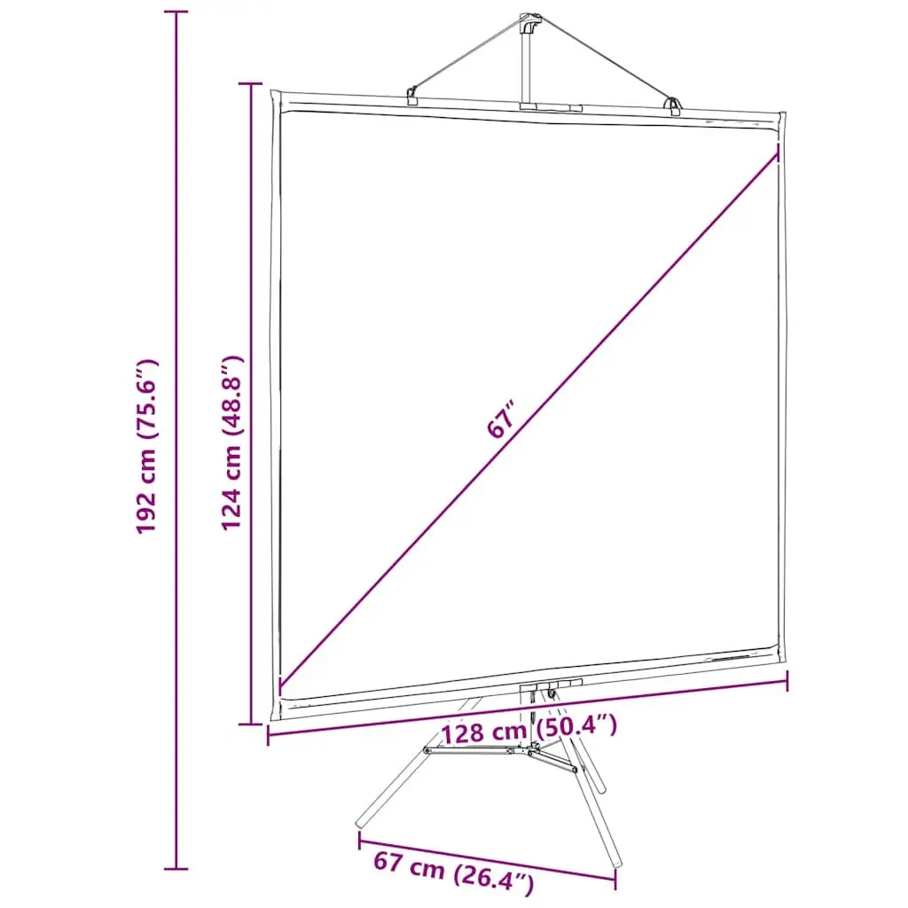 Projection Screen with Tripod Stand 67 Inch 1:1 Aspect Ratio Portable Home