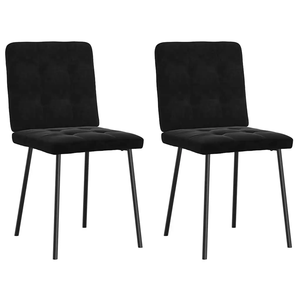Dining Chairs Black Velvet Foam Padded Seat Set of 2