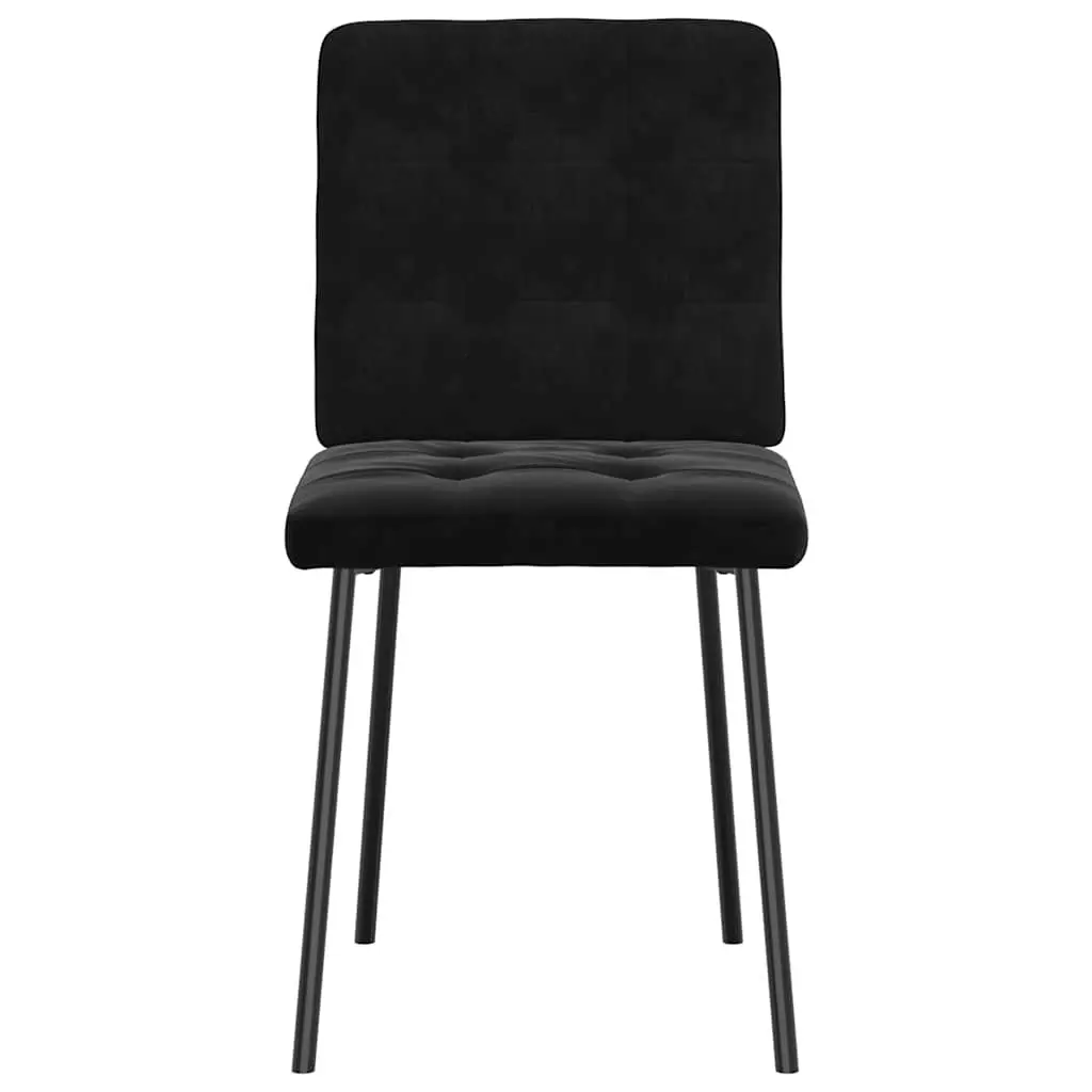 Dining Chairs Black Velvet Foam Padded Seat Set of 2