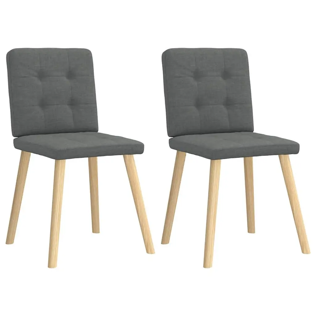 Dining Chairs Grey Fabric 2 Piece Soft Upholstered Seating Furniture Set