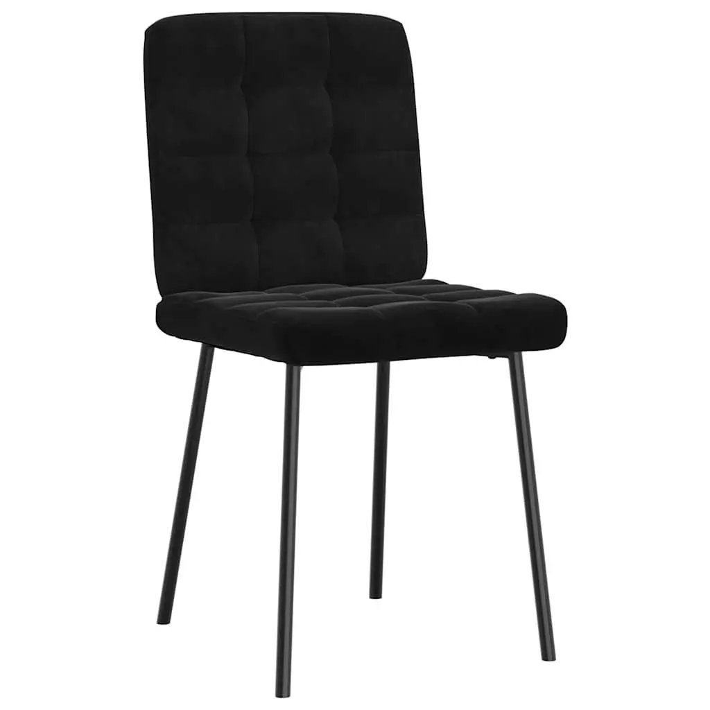 Dining Chairs Black Velvet 2 Piece Soft Fabric Metal Frame