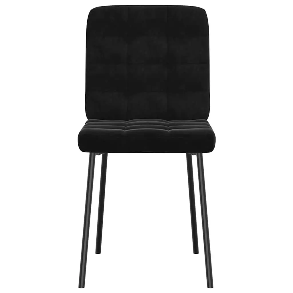 Dining Chairs Black Velvet 2 Piece Soft Fabric Metal Frame