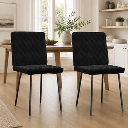Dining Chairs 2 pcs Black Velvet Kitchen Room Seating Furniture Set