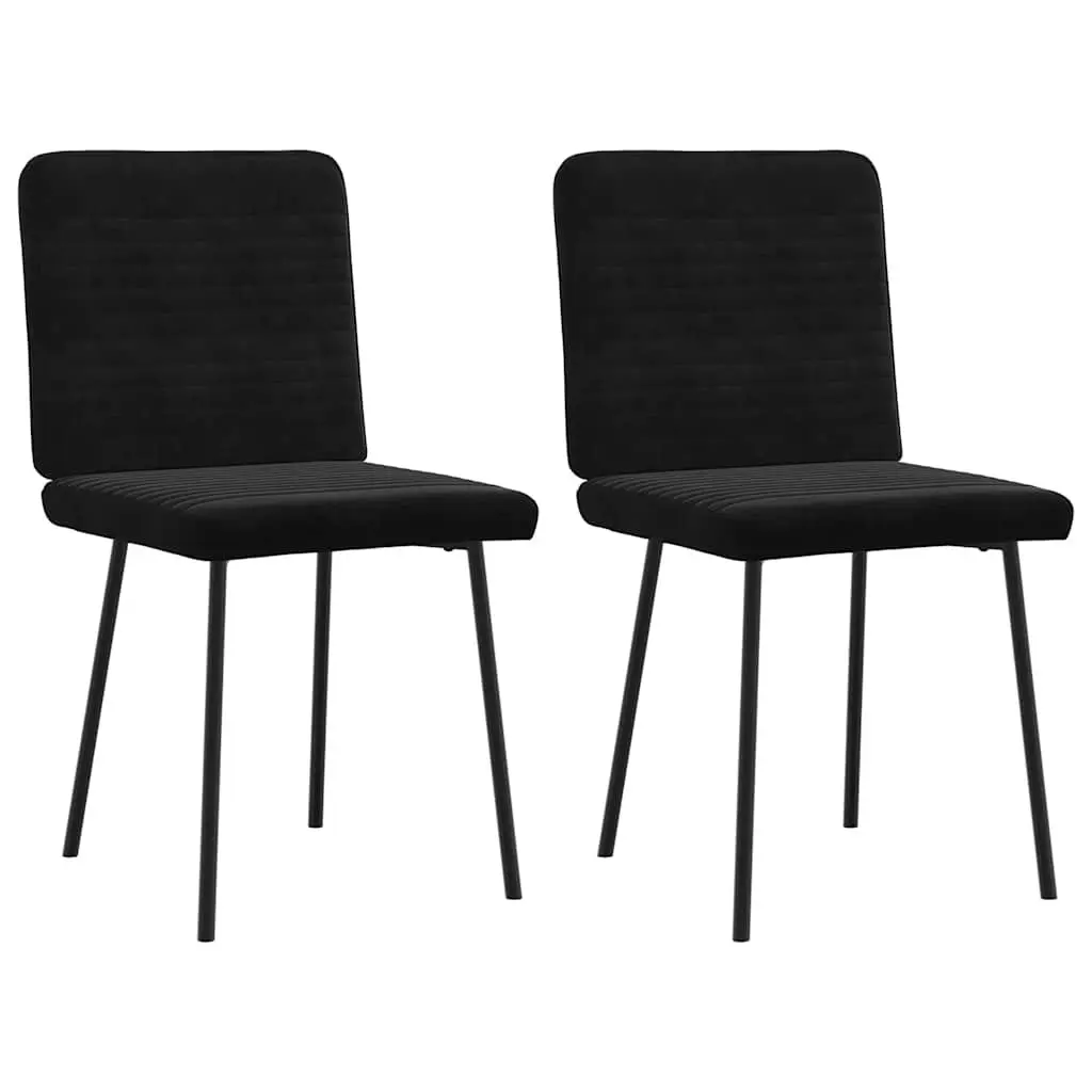 Dining Chairs Black Velvet Foam Padded Seat 2 Piece Metal and Wood Frame