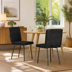 Chic Black Velvet Dining Chair Set of Two