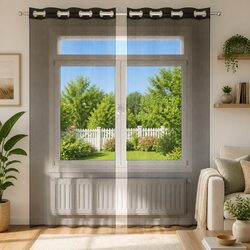 Voile Curtains in Black 140x245 cm