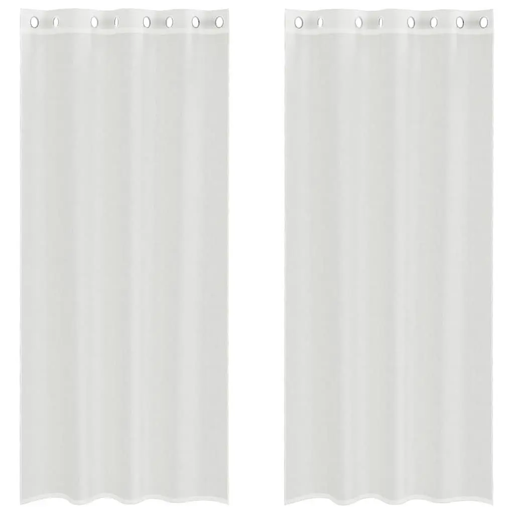 Voile Curtains White 2 pcs Semi-Transparent Grommet Top Panels