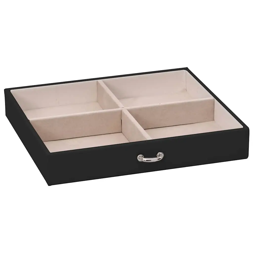 Jewellery Box Black 4-Layer Organiser with Mirror Lock Handle