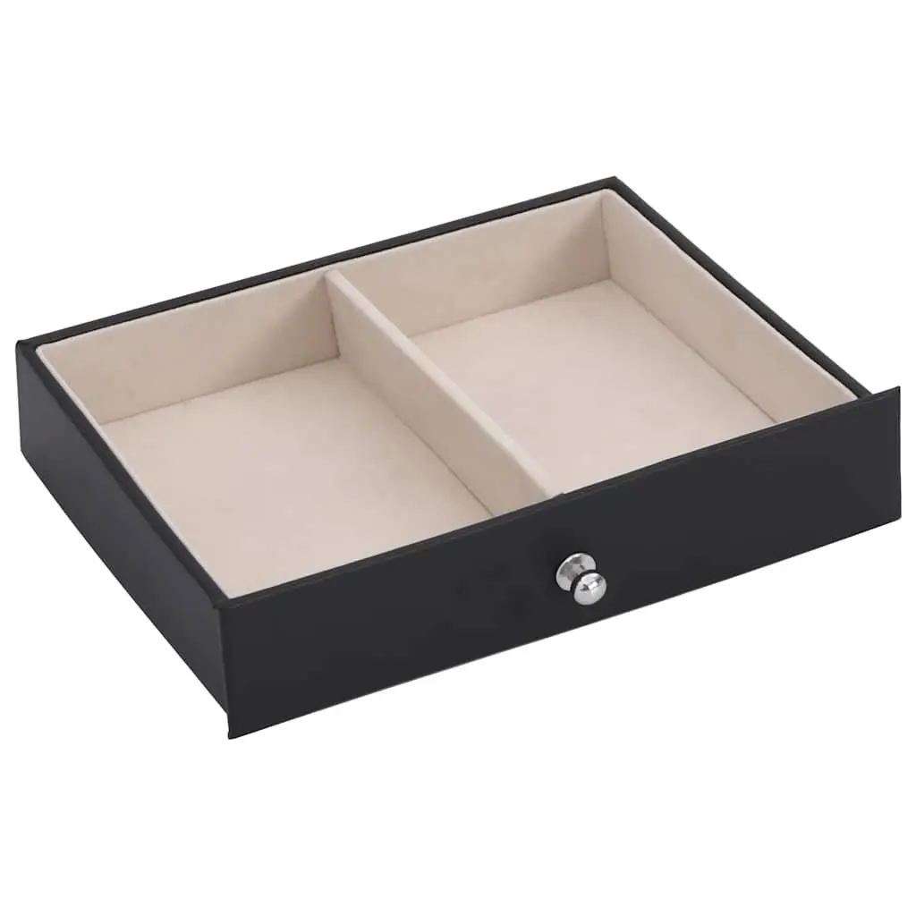 Jewellery Box Black 6-Layer Organiser with Mirror Lockable Storage Case