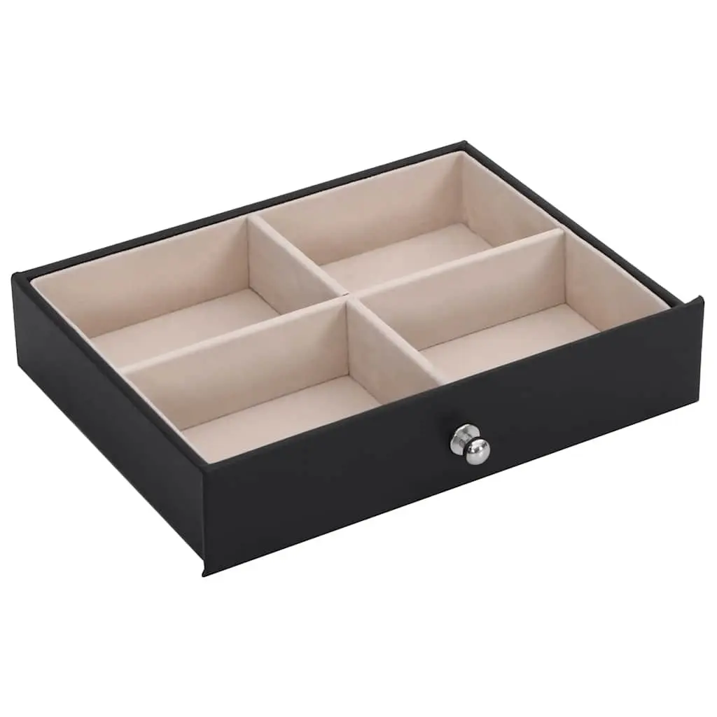 Jewellery Box Black 6-Layer Organiser with Mirror Lockable Storage Case