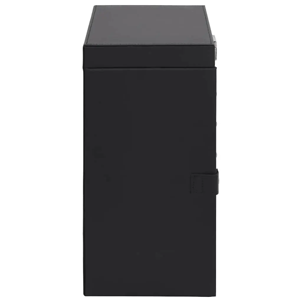 Jewellery Box Black 6-Layer Organiser with Mirror Lockable Storage Case