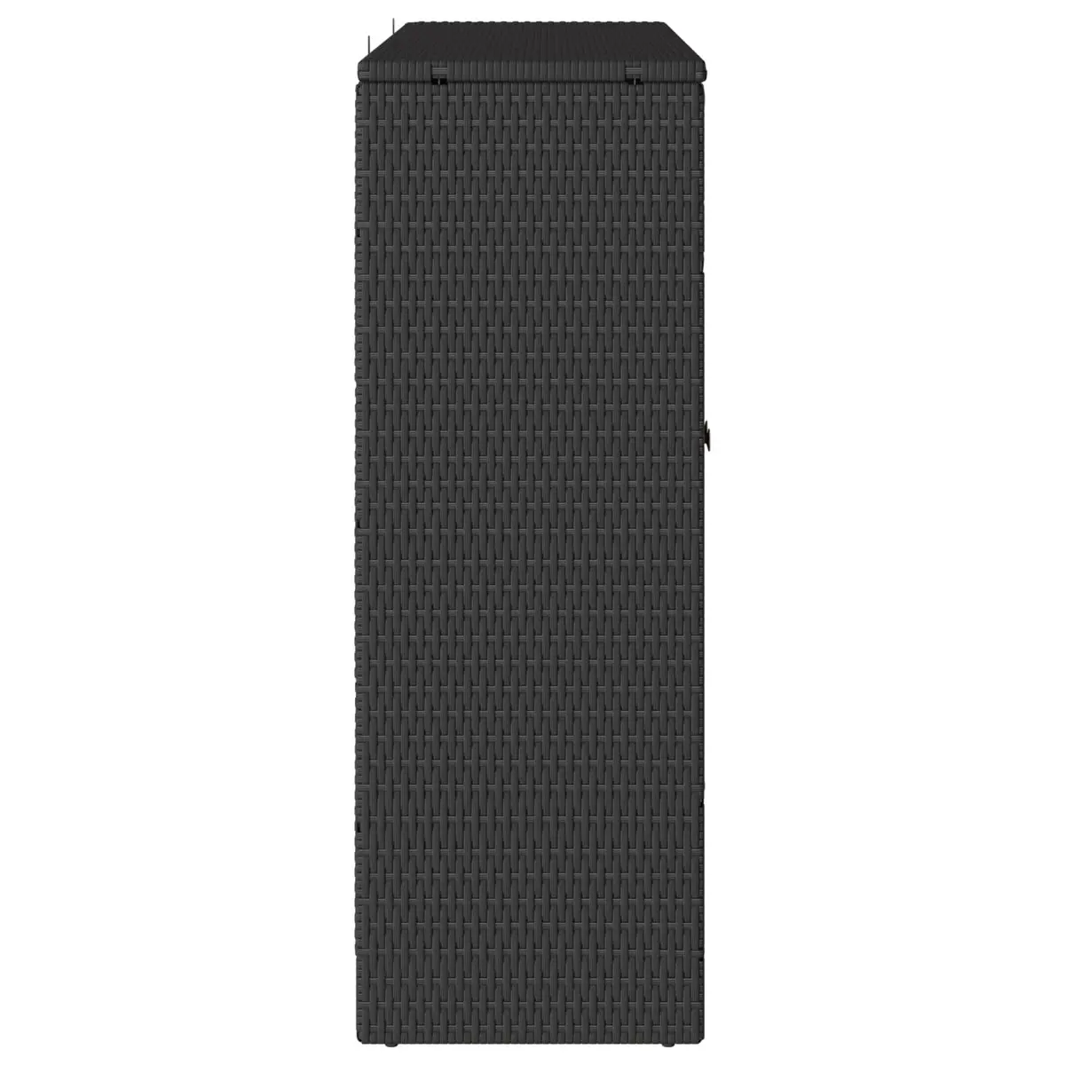 Storage Cabinet Black Rattan Rectangular Adjustable Shelves Modern Living Room Organizer