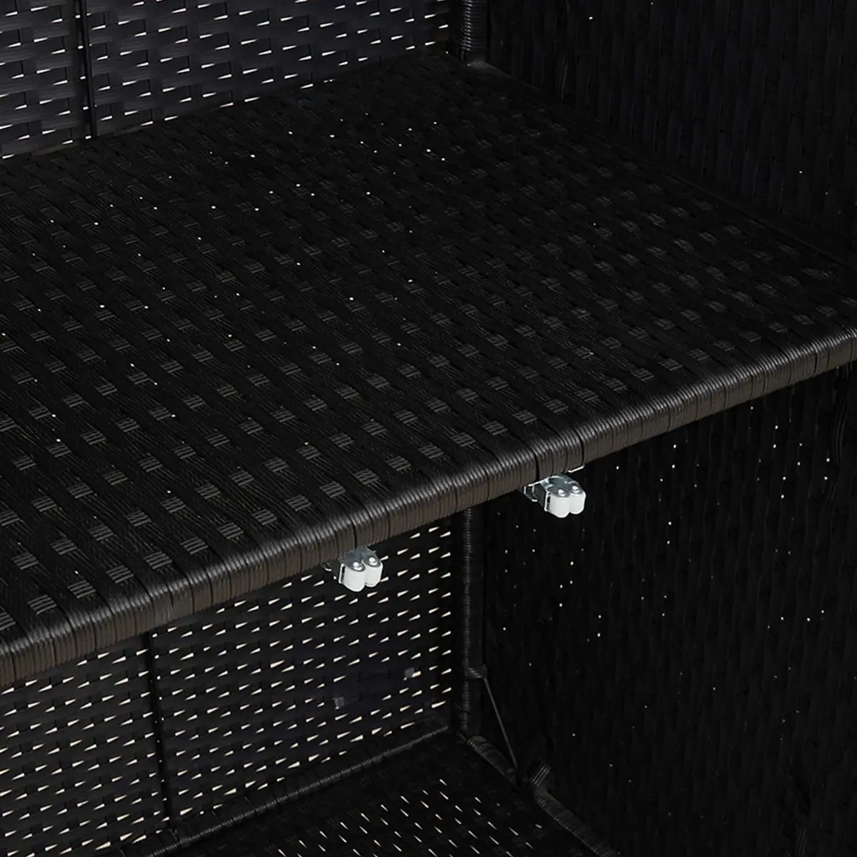Storage Cabinet Black Rattan Rectangular Adjustable Shelves Modern Living Room Organizer