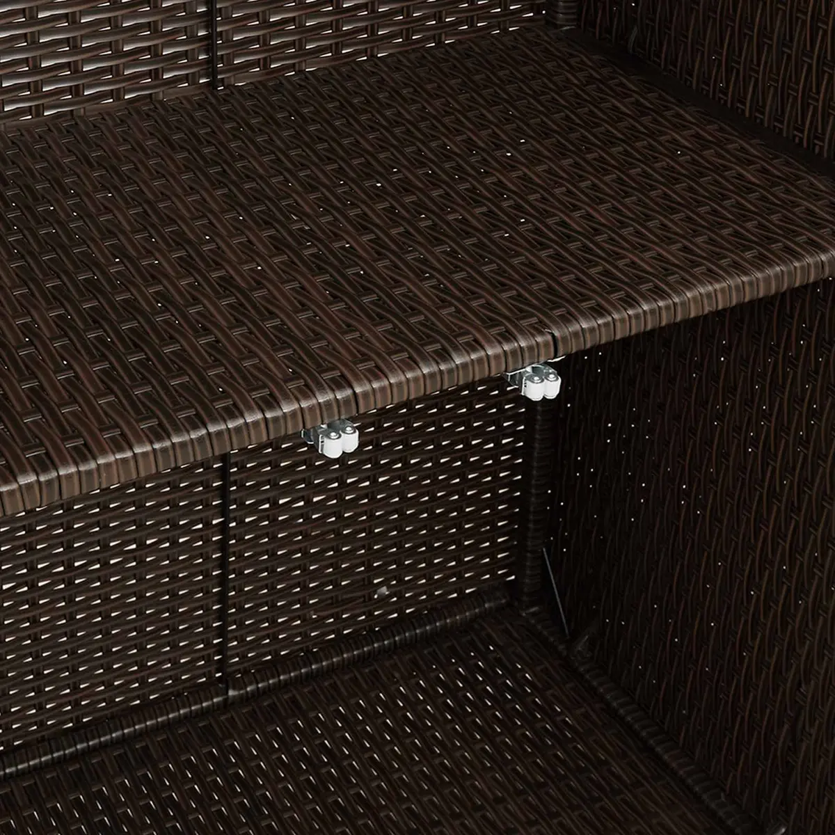 Rattan Storage Cabinet Brown Rectangular Adjustable Shelves for Living Room Furniture