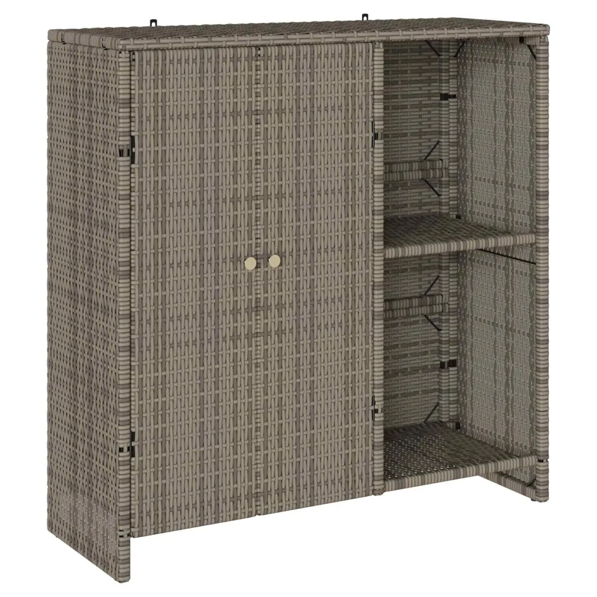 Storage Cabinet Grey Rattan Rectangular Adjustable Shelves 100x36x102cm