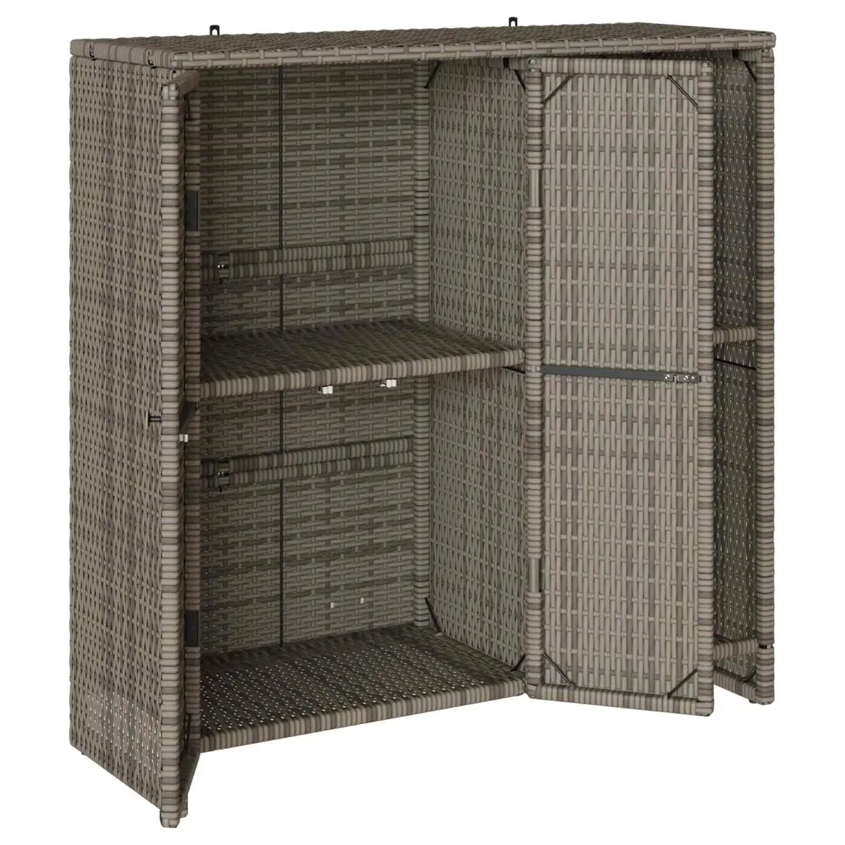Storage Cabinet Grey Rattan Rectangular Adjustable Shelves 100x36x102cm