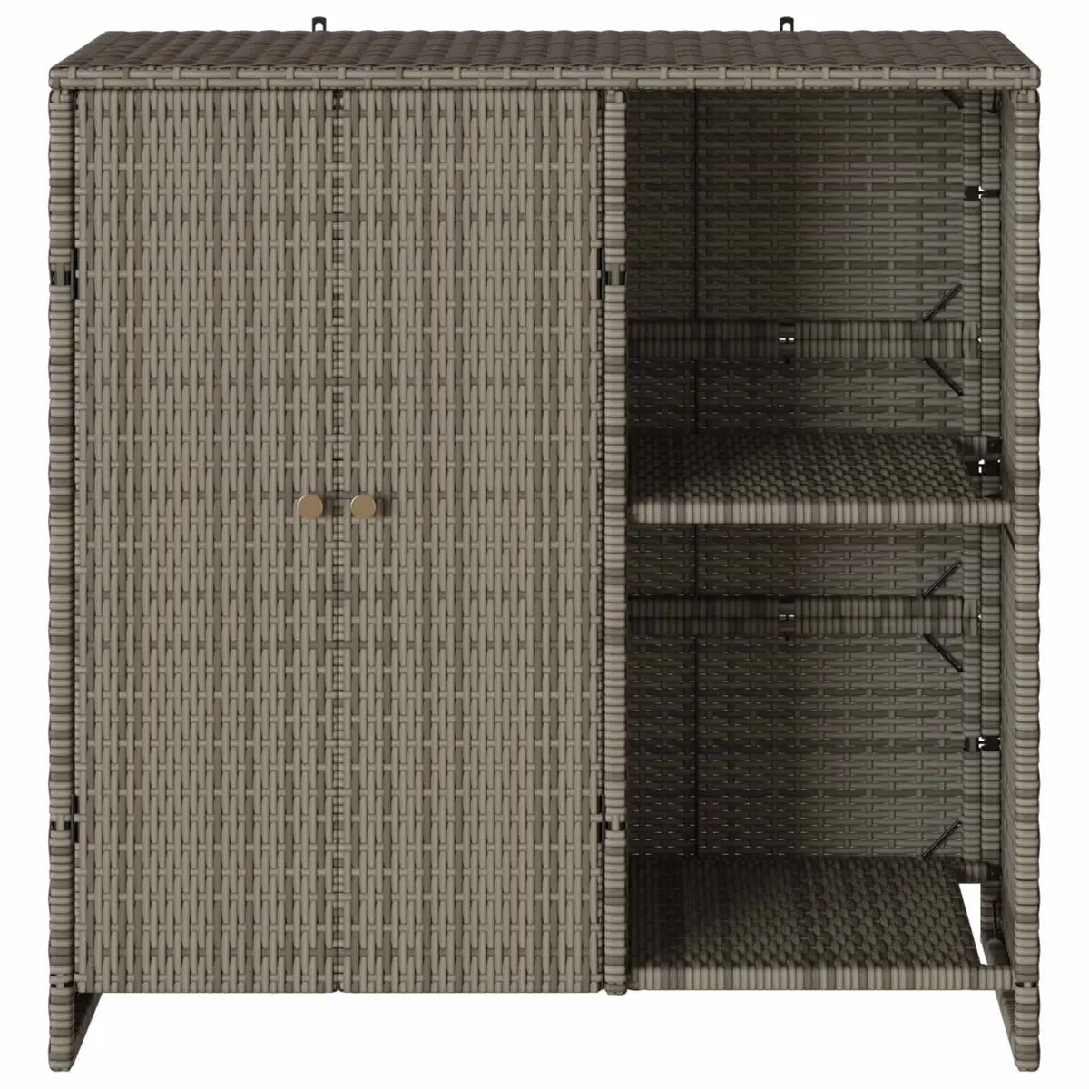 Storage Cabinet Grey Rattan Rectangular Adjustable Shelves 100x36x102cm