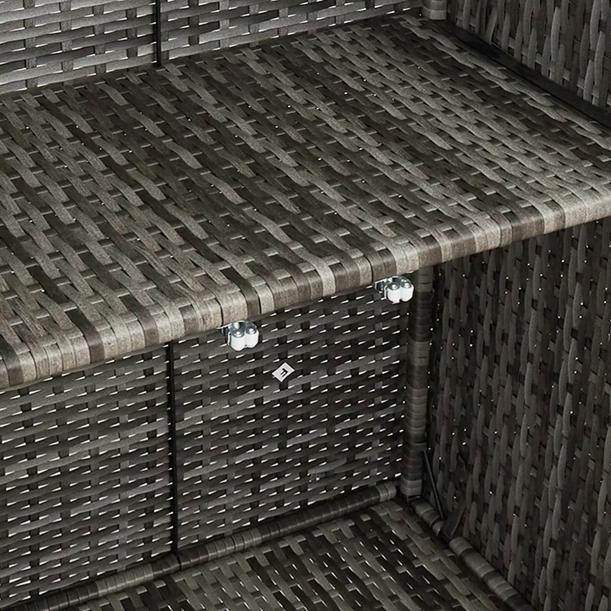 Storage Cabinet Grey Rattan Rectangular Adjustable Shelves 100x36x102cm