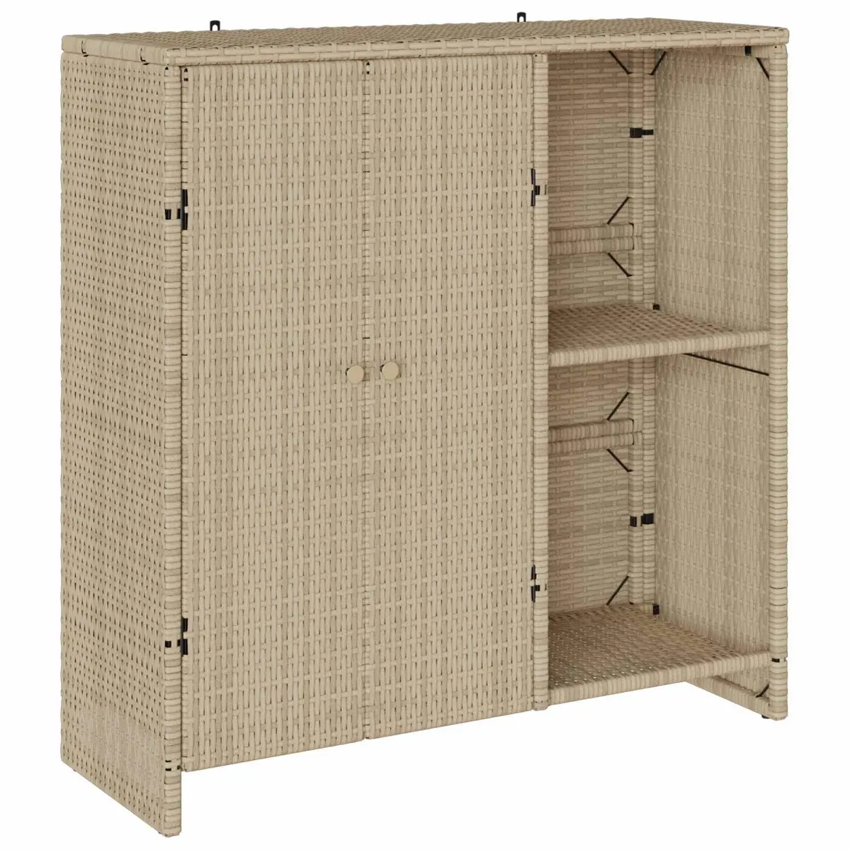 Storage Cabinet with Shelf Rattan Beige Rectangular Living Room Furniture