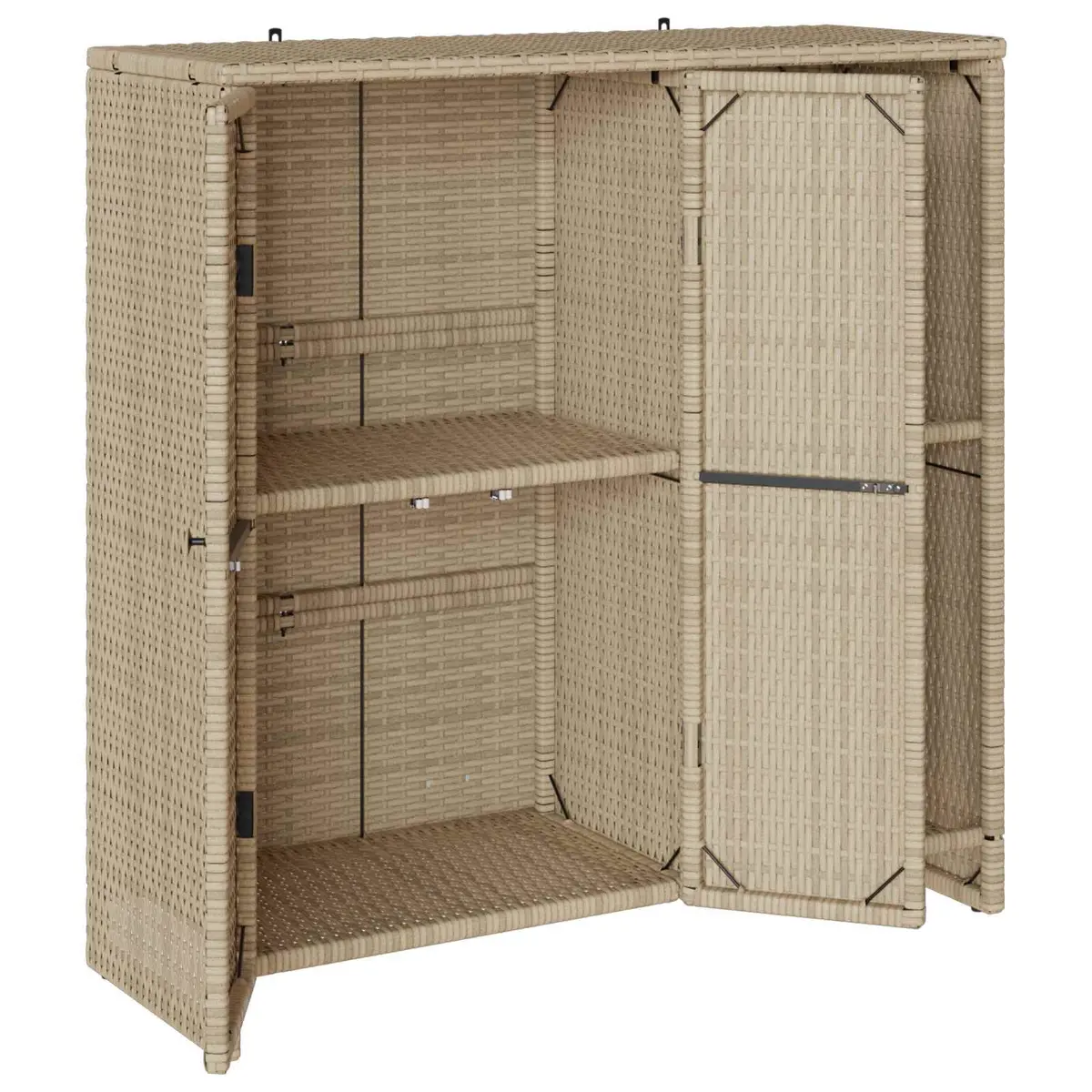 Storage Cabinet with Shelf Rattan Beige Rectangular Living Room Furniture