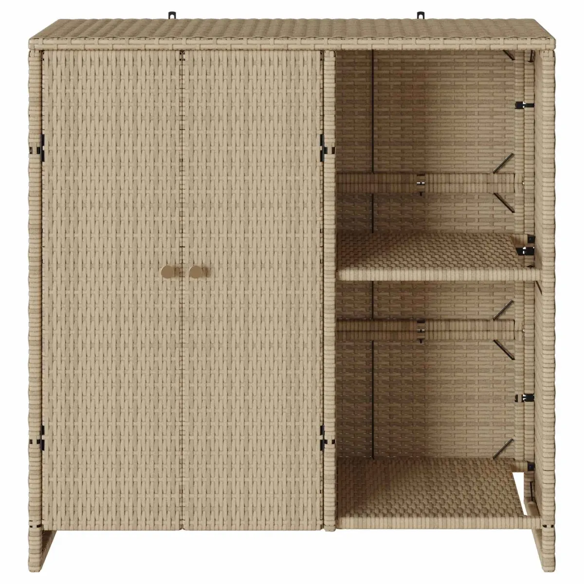 Storage Cabinet with Shelf Rattan Beige Rectangular Living Room Furniture