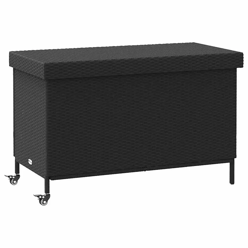 Garden Storage Box with Wheels Black Outdoor Furniture Patio Deck Cushion