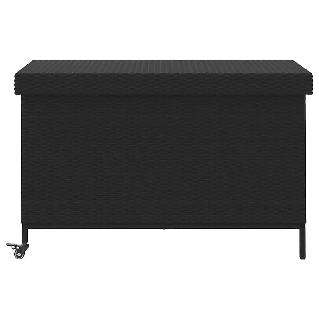 Garden Storage Box with Wheels Black Outdoor Furniture Patio Deck Cushion