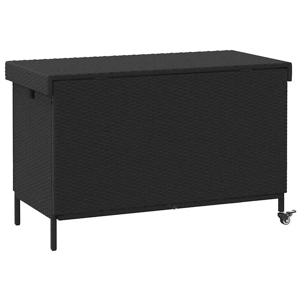 Garden Storage Box with Wheels Black Outdoor Furniture Patio Deck Cushion