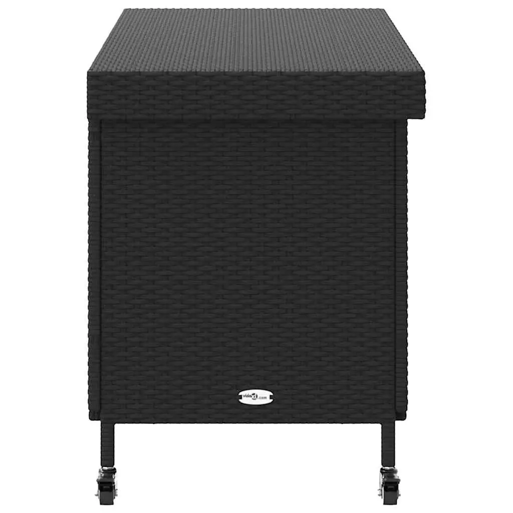 Garden Storage Box with Wheels Black Outdoor Furniture Patio Deck Cushion