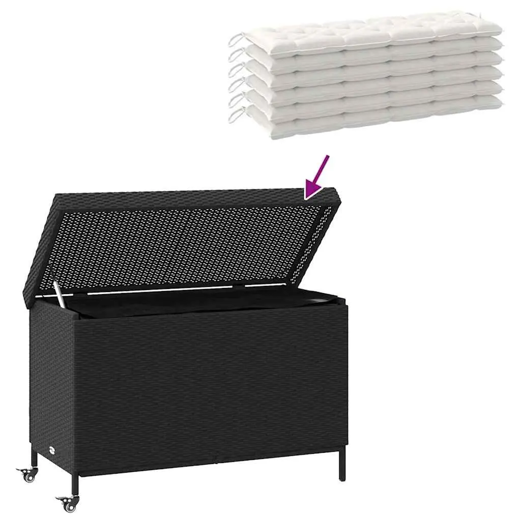 Garden Storage Box with Wheels Black Outdoor Furniture Patio Deck Cushion