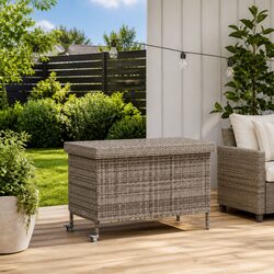 Grey Outdoor Storage Box with Wheels – Easy Mobility and Storage