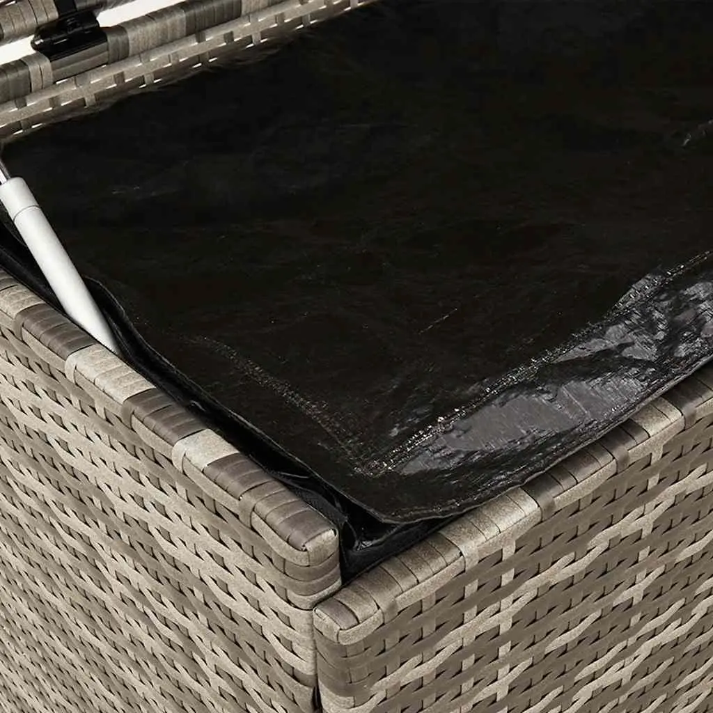 Garden Storage Box with Wheels Grey Outdoor Furniture Poly Rattan Patio Deck