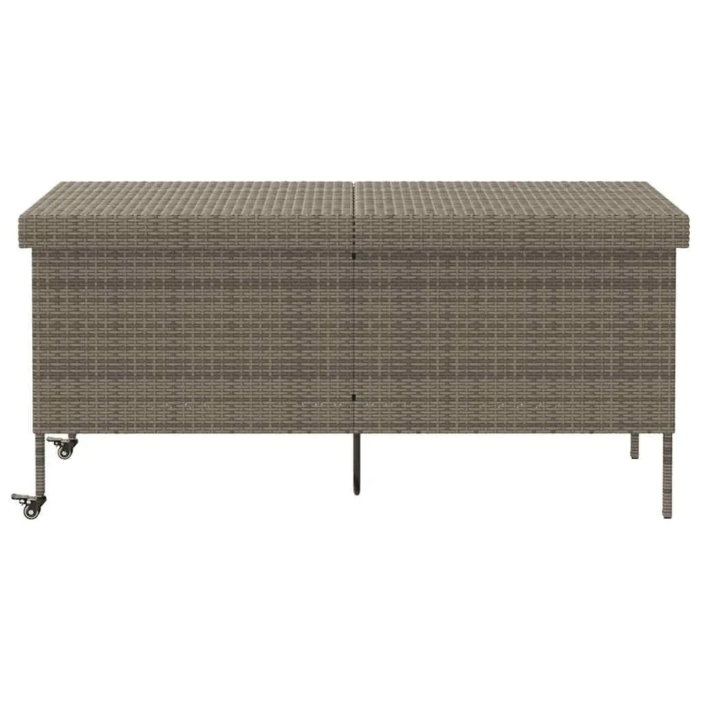 Garden Storage Box with Wheels Grey Outdoor Furniture Rattan Deck Patio