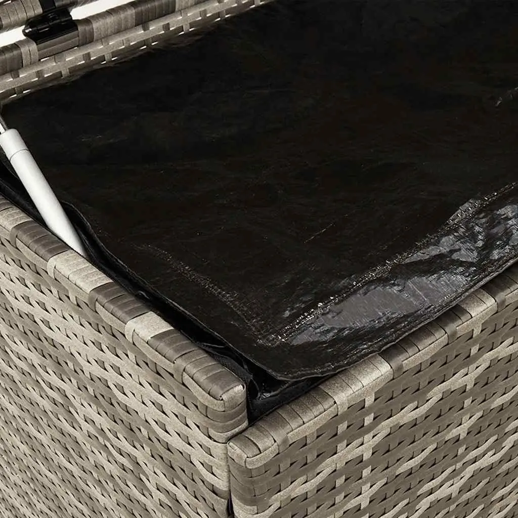 Garden Storage Box with Wheels Grey Outdoor Furniture Rattan Deck Patio