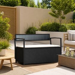 Garden Storage Bench with Cushion for Outdoors