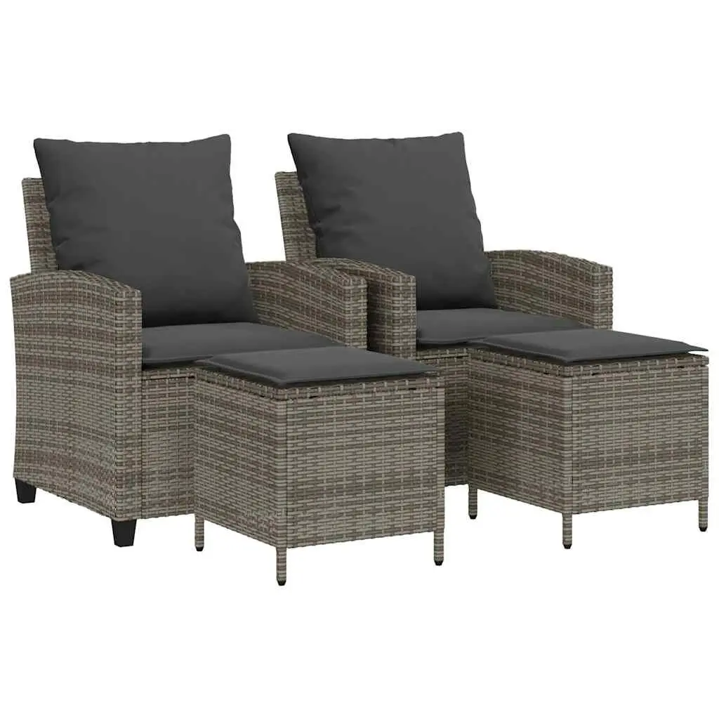 Garden Sofa Set Grey 4 Piece Poly Rattan with Cushions Outdoor Seating