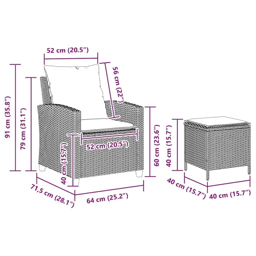 Garden Sofa Set Grey 4 Piece Poly Rattan with Cushions Outdoor Seating