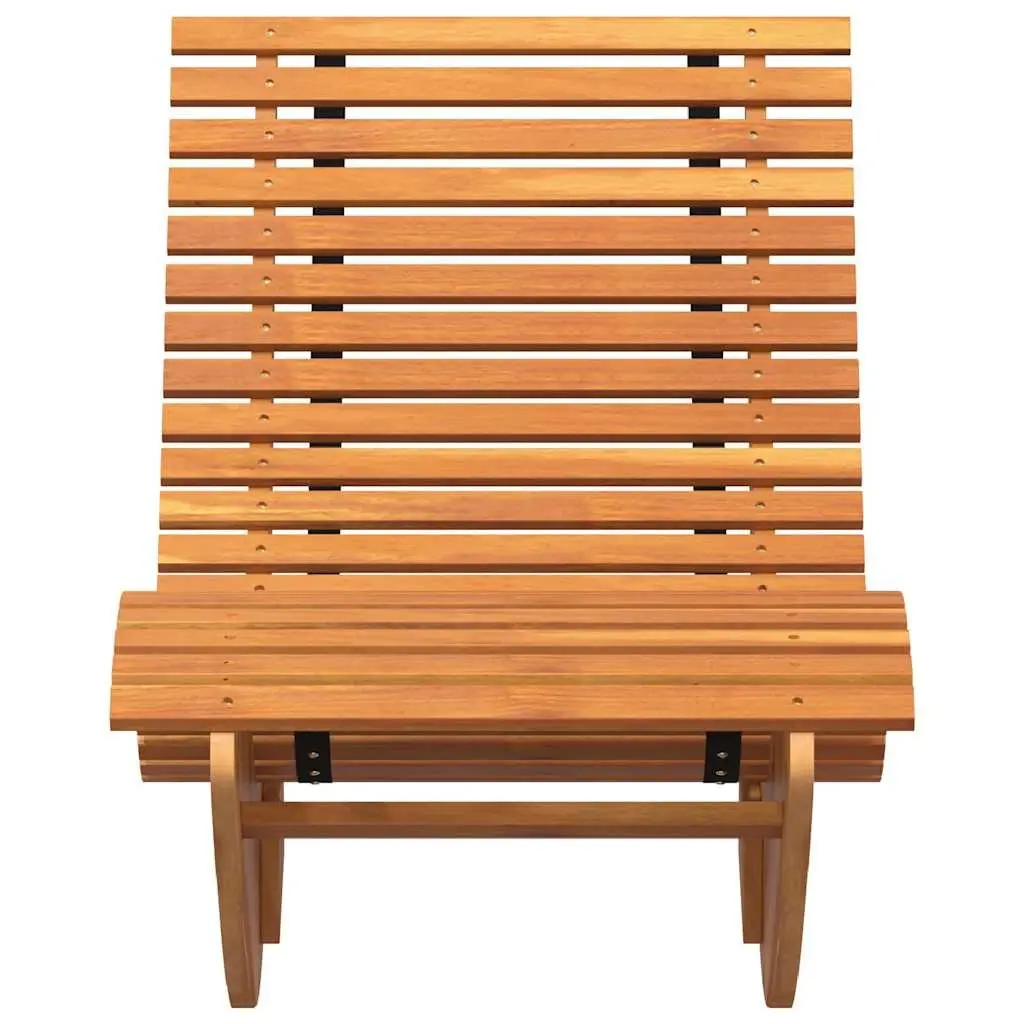 Rocking Sun Lounger Brown 2pcs Solid Acacia Wood Outdoor Garden Patio Recliner Chair