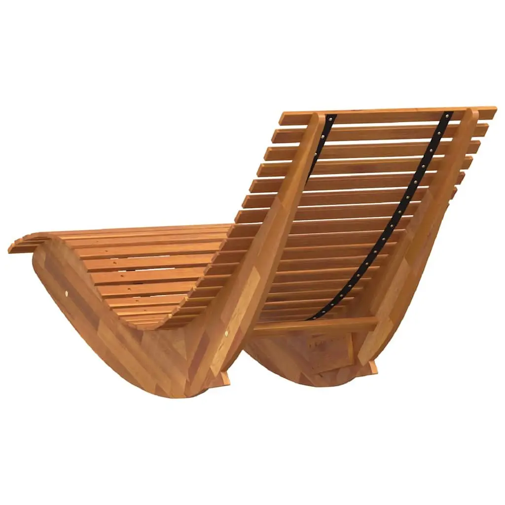 Rocking Sun Lounger Brown 2pcs Solid Acacia Wood Outdoor Garden Patio Recliner Chair