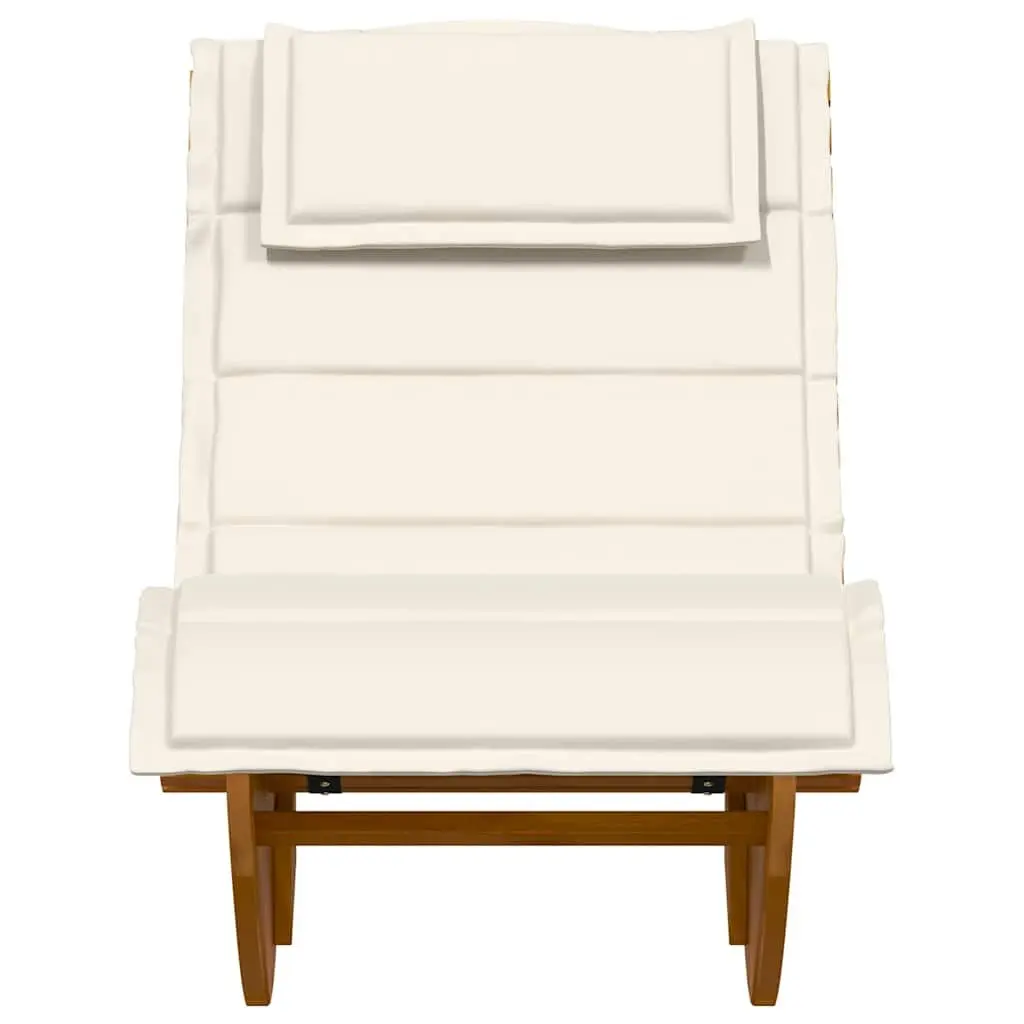 Wooden Rocking Sun Lounger Garden Relaxation Chair with Cushion Brown