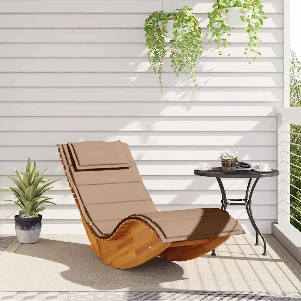 Rocking Sun Lounger Outdoor Garden Furniture Solid Wood Acacia with Cushion