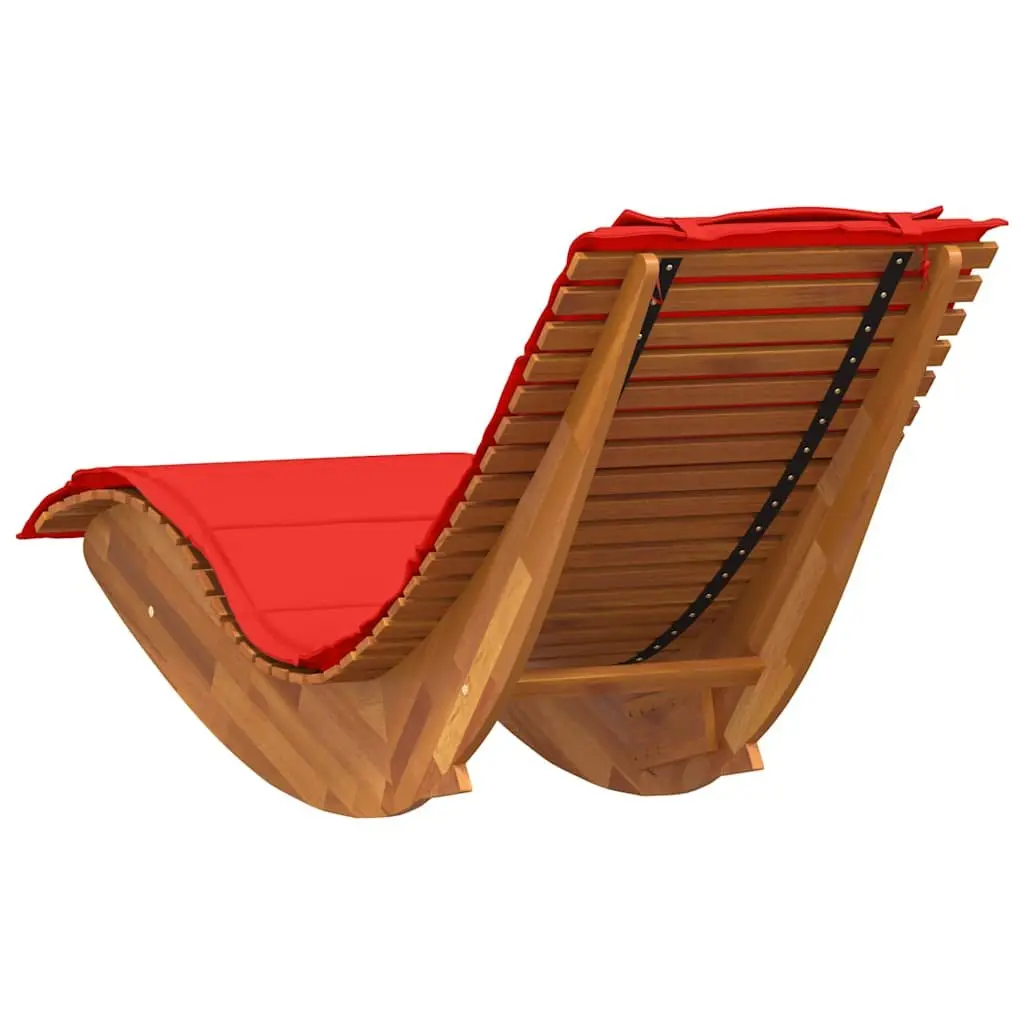 Wooden Rocking Sun Lounger Garden Chair Outdoor Seating with Cushion Brown