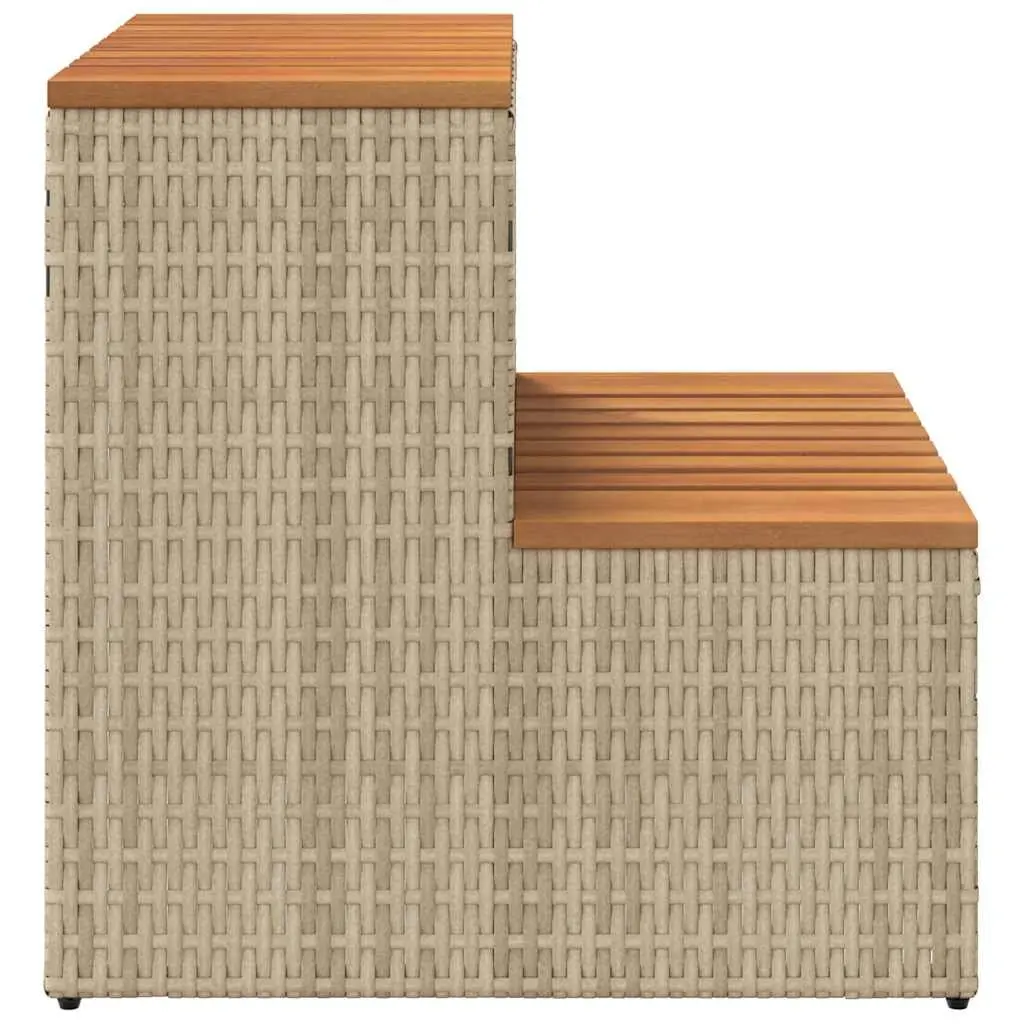 Hot Tub Step Beige 50x50x50.5cm PE Rattan Wood Outdoor Pool Entry Stool